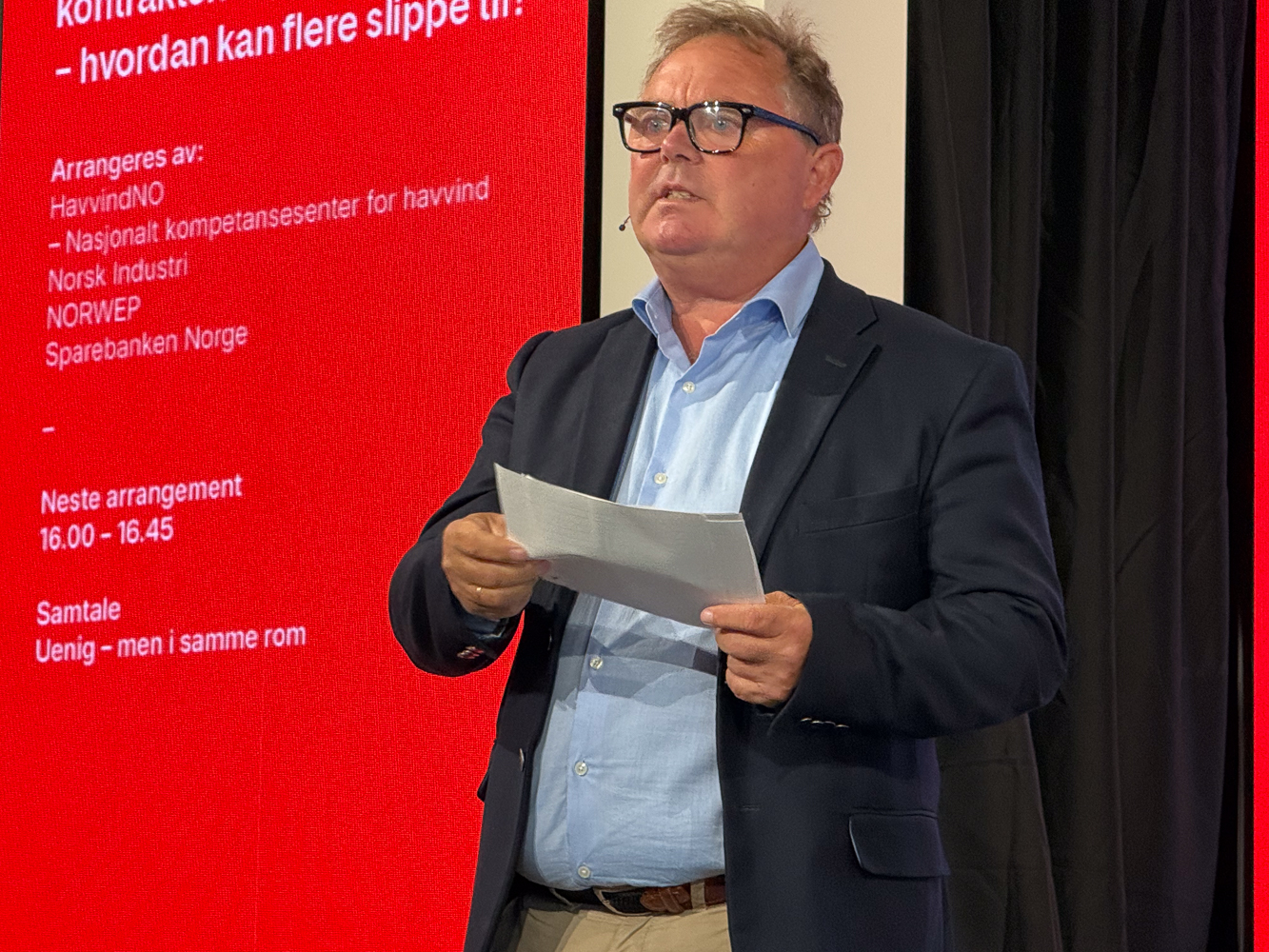 Knut Erik Steen, Director Offshore i Norsk Industri, deltok i diskusjonen om havvind og hvilken rolle norsk industri kan ta i utbyggingen. Foto: Torstein Tysvær Nymoen/Haugaland Vekst
